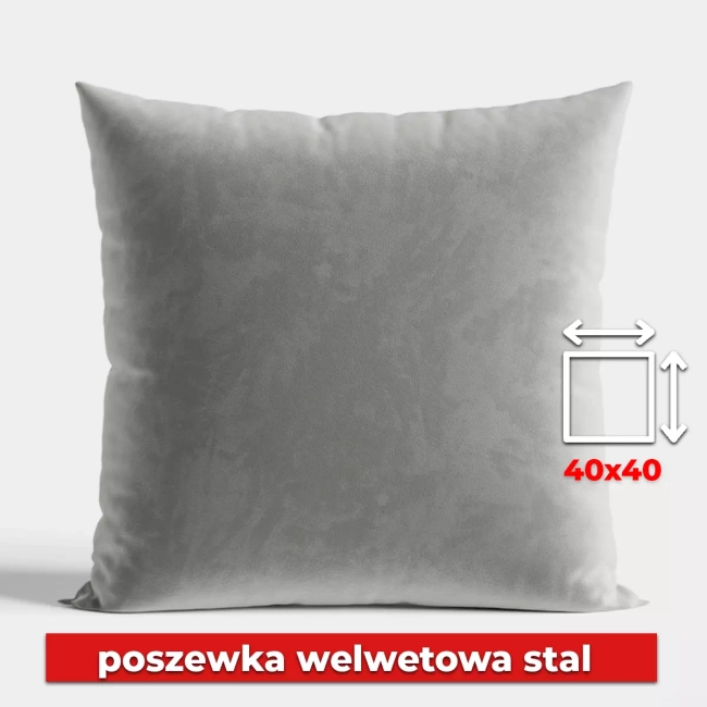 Poszewka Welwet 40x40 w kolorze Stal z zamkiem
